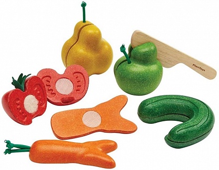 Игровой набор - Нарежь фрукты и овощи, деревянный 